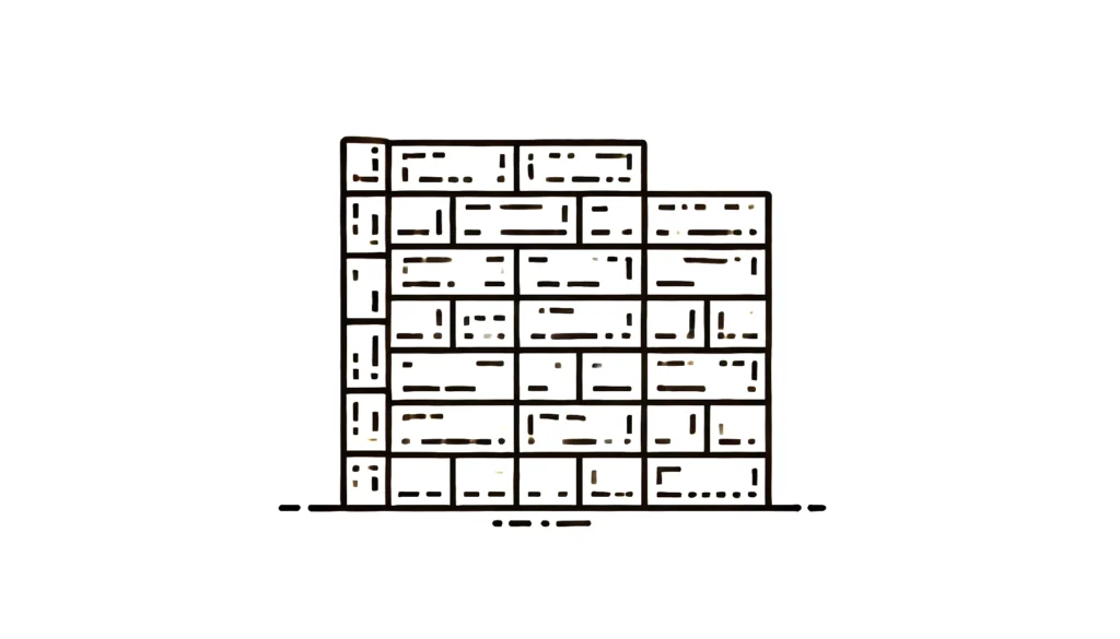 DALL·E 2024 07 20 12.04.28 A minimalist line drawing of a clay brick partition wall with a white background. The design should be simple focusing on the outline of the bricks a copy 1024x585 - تیغه چینی با سفال